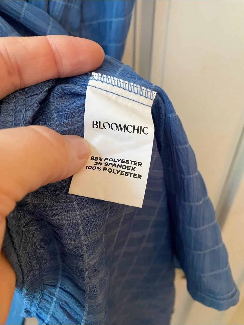 Bloomchic blue windowpane tonal dress size 14 - 16 comfy stretchy - Picture 4 of 8